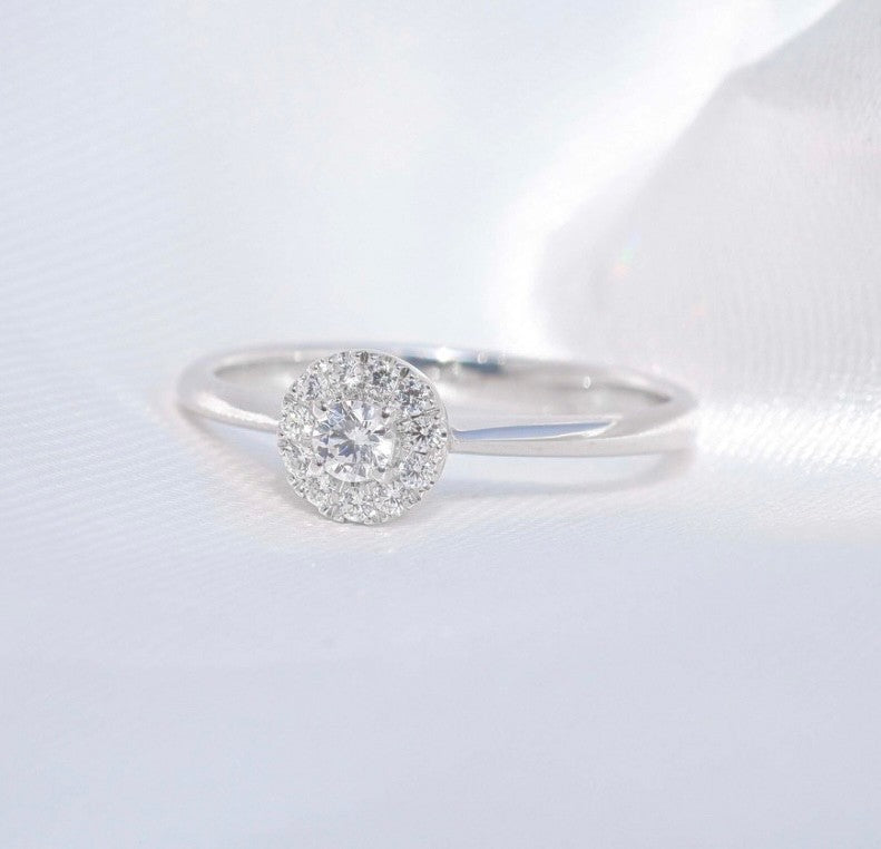 W01 - 0.10 CT Halo Diamond - Minimal Natural Diamond Style Ring