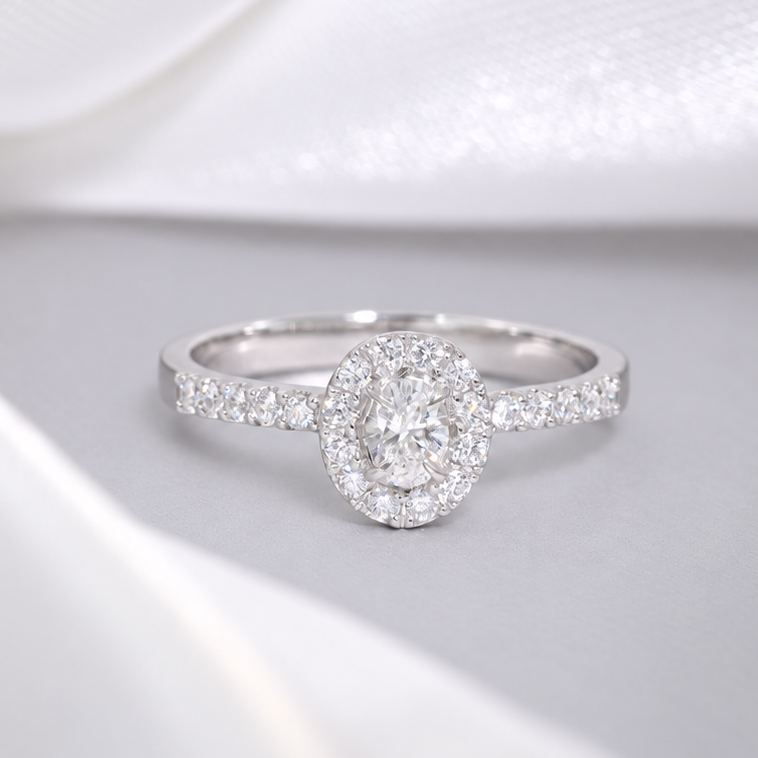 W119 - Minimal Oval Diamond Women Ring
