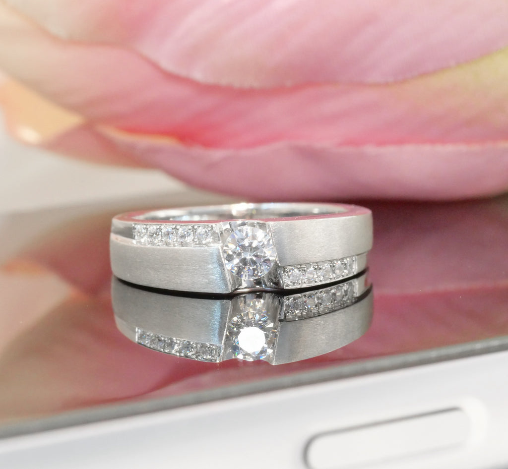 M93 - 0.25 CT GIA Man Diamond Ring - หน้ากว้าง 5 mm.