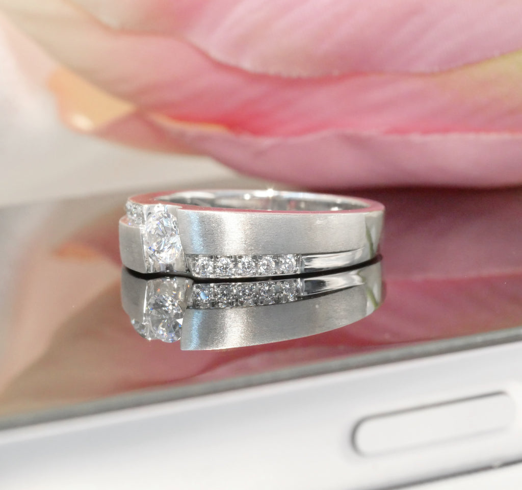 M93 - 0.25 CT GIA Man Diamond Ring - หน้ากว้าง 5 mm.