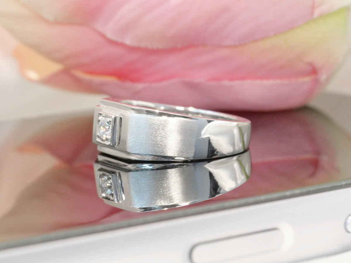 M92 - Natural Diamond 0.10 CT Natural Man Ring - หน้ากว้าง 7.5 mm.